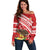 Kingdom Of Tonga Emancipation Day Off Shoulder Sweater Tongan Ngatu With Kumete Red