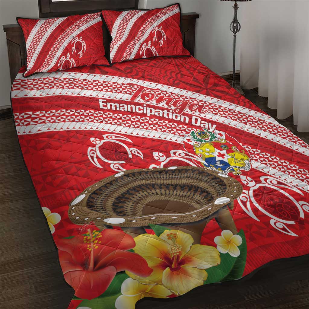 Kingdom Of Tonga Emancipation Day Quilt Bed Set Tongan Ngatu With Kumete Red