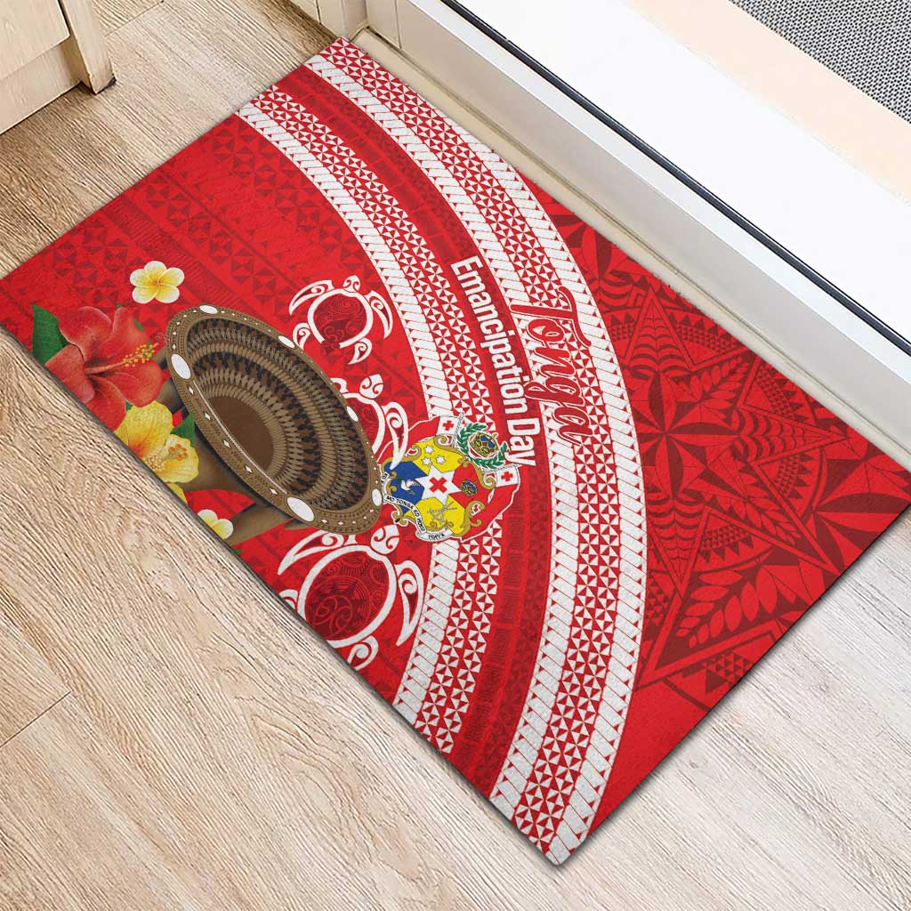 Kingdom Of Tonga Emancipation Day Rubber Doormat Tongan Ngatu With Kumete Red