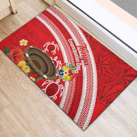 Kingdom Of Tonga Emancipation Day Rubber Doormat Tongan Ngatu With Kumete Red