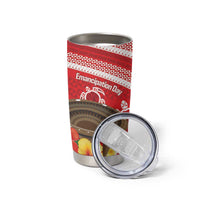 Kingdom Of Tonga Emancipation Day Tumbler Cup Tongan Ngatu With Kumete Red