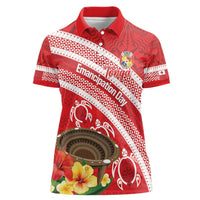 Kingdom Of Tonga Emancipation Day Women Polo Shirt Tongan Ngatu With Kumete Red LT14 Female Red - Polynesian Pride