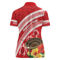 Kingdom Of Tonga Emancipation Day Women Polo Shirt Tongan Ngatu With Kumete Red LT14 - Polynesian Pride