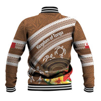 Kingdom Of Tonga Emancipation Day Baseball Jacket Tongan Ngatu With Kumete Brown