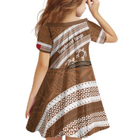 Kingdom Of Tonga Emancipation Day Family Matching Long Sleeve Bodycon Dress and Hawaiian Shirt Tongan Ngatu With Kumete Brown LT14 - Polynesian Pride