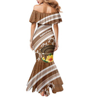 Kingdom Of Tonga Emancipation Day Family Matching Mermaid Dress and Hawaiian Shirt Tongan Ngatu With Kumete Brown LT14 - Polynesian Pride
