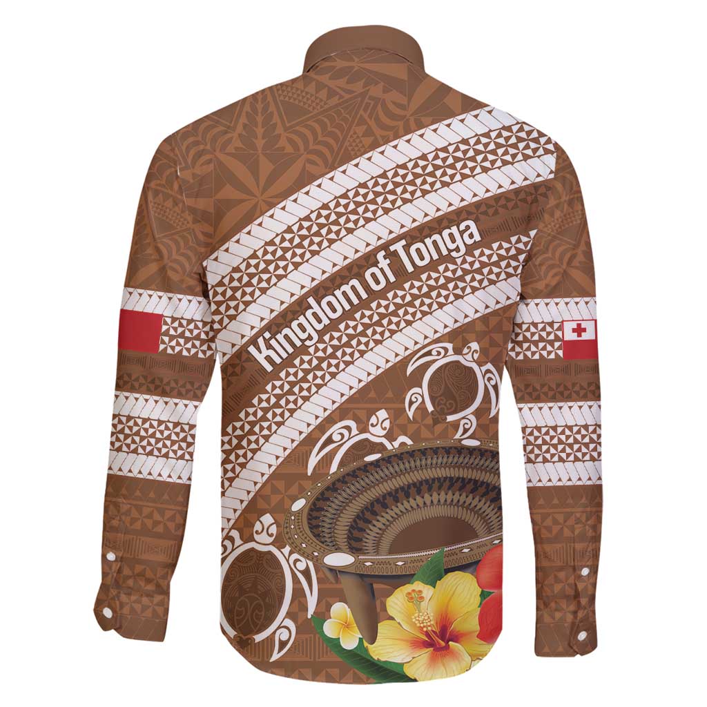 Kingdom Of Tonga Emancipation Day Family Matching Off Shoulder Short Dress and Hawaiian Shirt Tongan Ngatu With Kumete Brown LT14 - Polynesian Pride