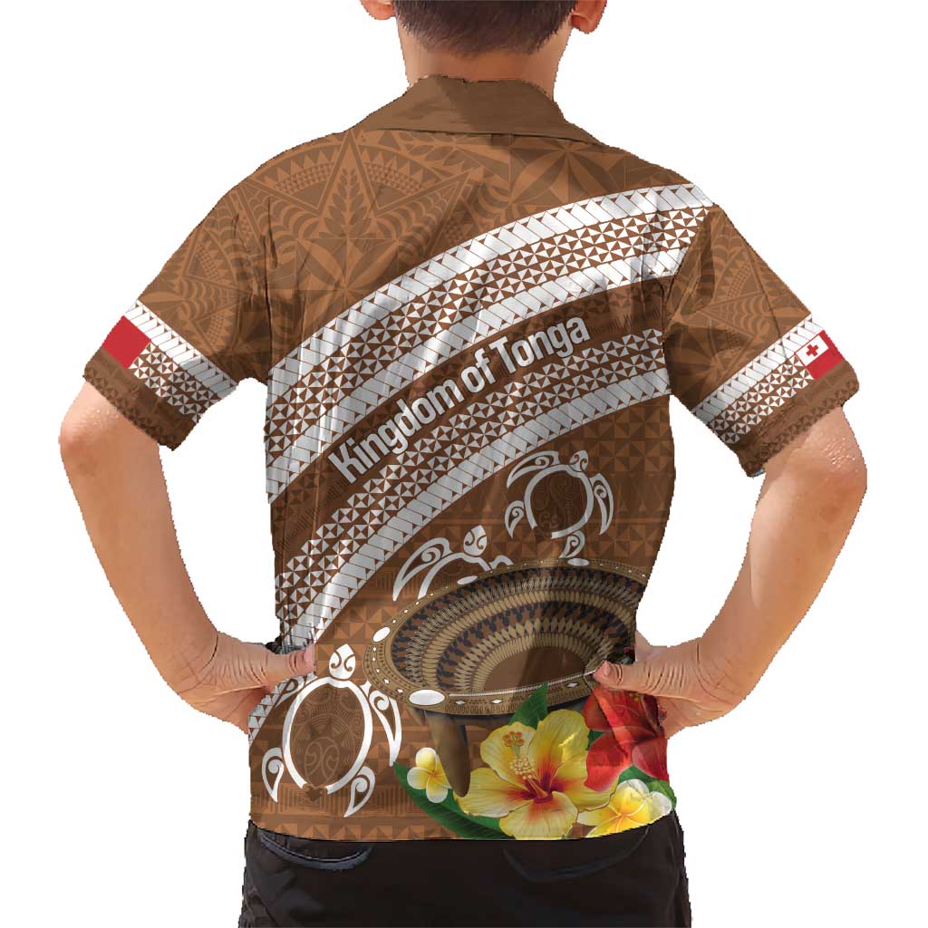 Kingdom Of Tonga Emancipation Day Family Matching Short Sleeve Bodycon Dress and Hawaiian Shirt Tongan Ngatu With Kumete Brown LT14 - Polynesian Pride