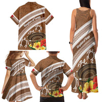 Kingdom Of Tonga Emancipation Day Family Matching Tank Maxi Dress and Hawaiian Shirt Tongan Ngatu With Kumete Brown LT14 - Polynesian Pride