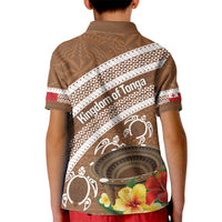 Kingdom Of Tonga Emancipation Day Kid Polo Shirt Tongan Ngatu With Kumete Brown