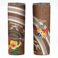 Kingdom Of Tonga Emancipation Day Skinny Tumbler Tongan Ngatu With Kumete Brown LT14 Brown - Polynesian Pride