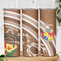 Kingdom Of Tonga Emancipation Day Skinny Tumbler Tongan Ngatu With Kumete Brown LT14 - Polynesian Pride