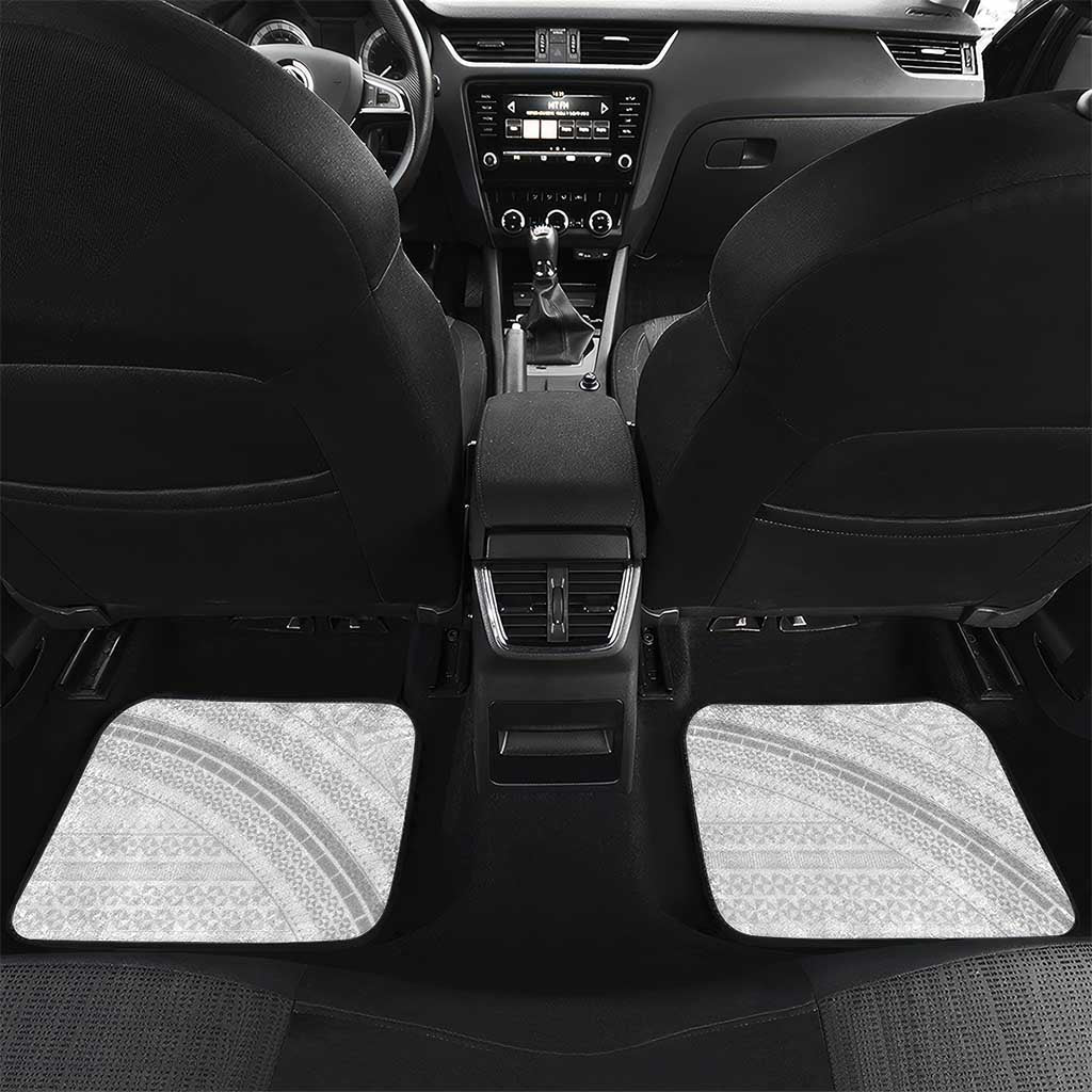 Tonga White Sunday Car Mats Heilala Flowers Tongan Ngatu Pattern