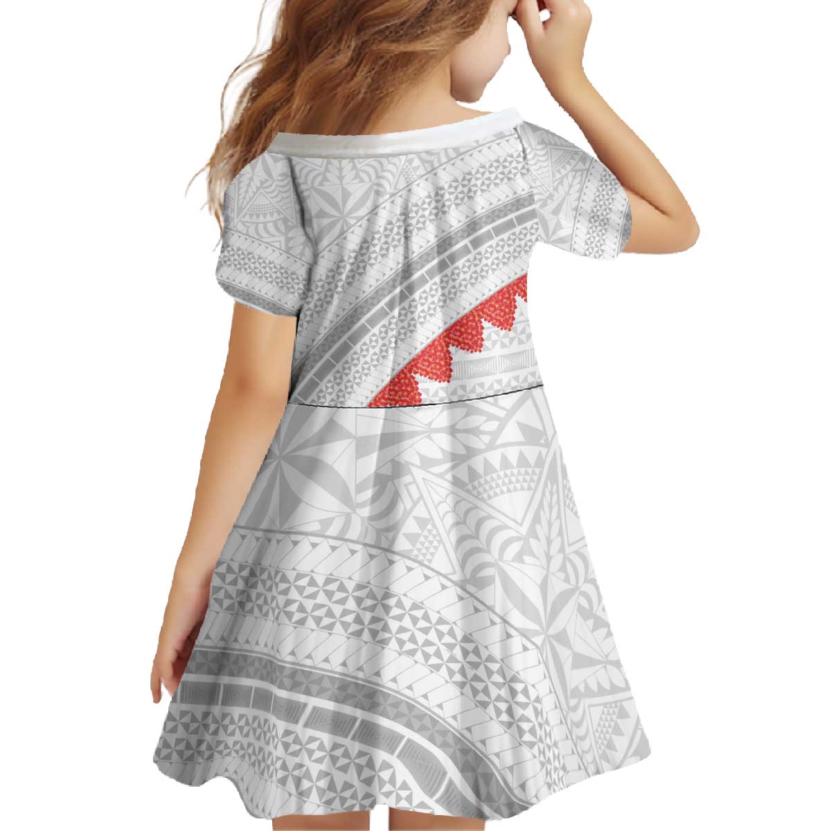 Tonga White Sunday Family Matching Off The Shoulder Long Sleeve Dress and Hawaiian Shirt Heilala Flowers Tongan Ngatu Pattern LT14 - Polynesian Pride