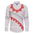 Tonga White Sunday Family Matching Off Shoulder Short Dress and Hawaiian Shirt Heilala Flowers Tongan Ngatu Pattern