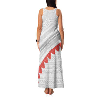 Tonga White Sunday Family Matching Tank Maxi Dress and Hawaiian Shirt Heilala Flowers Tongan Ngatu Pattern LT14 - Polynesian Pride