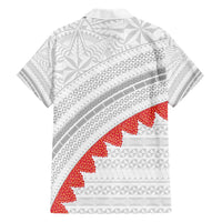 Tonga White Sunday Hawaiian Shirt Heilala Flowers Tongan Ngatu Pattern