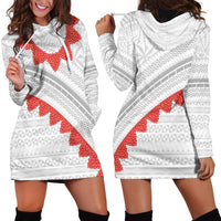 Tonga White Sunday Hoodie Dress Heilala Flowers Tongan Ngatu Pattern