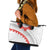 Tonga White Sunday Leather Tote Bag Heilala Flowers Tongan Ngatu Pattern