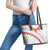 Tonga White Sunday Leather Tote Bag Heilala Flowers Tongan Ngatu Pattern