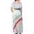Tonga White Sunday Off Shoulder Maxi Dress Heilala Flowers Tongan Ngatu Pattern