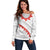 Tonga White Sunday Off Shoulder Sweater Heilala Flowers Tongan Ngatu Pattern