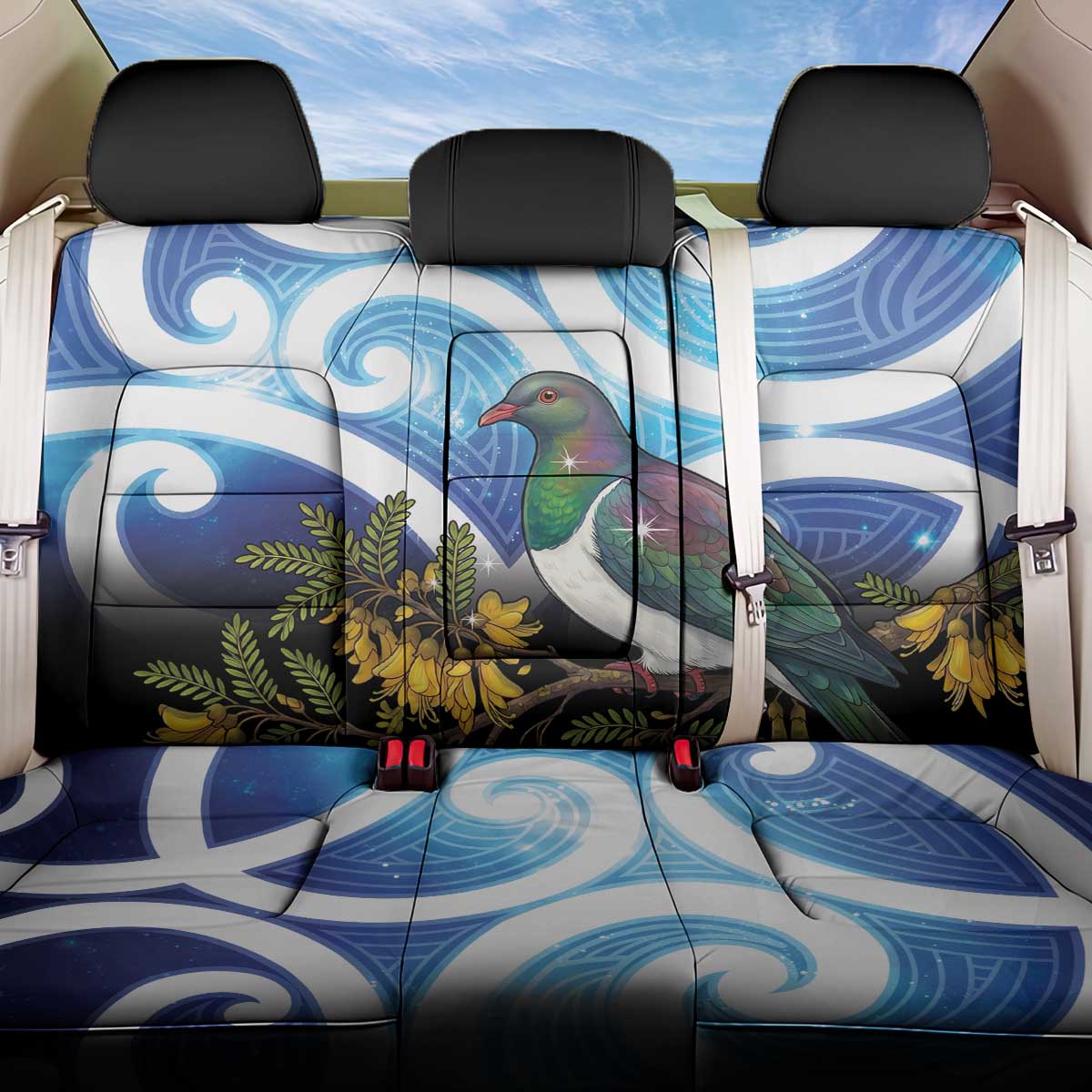 Kekeru New Zealand Matariki Back Car Seat Cover Kukupa Kowhai Maori New Year Blue Version