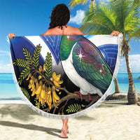Kekeru New Zealand Matariki Beach Blanket Kukupa Kowhai Maori New Year Blue Version