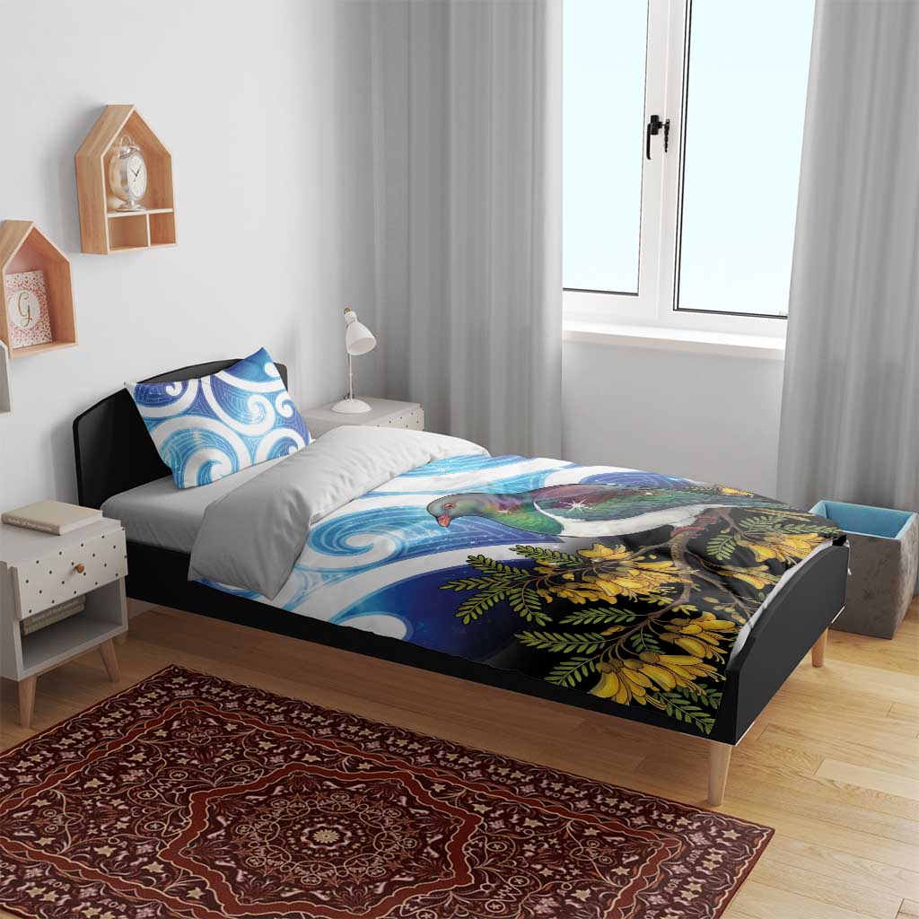 Kekeru New Zealand Matariki Bedding Set Kukupa Kowhai Maori New Year Blue Version