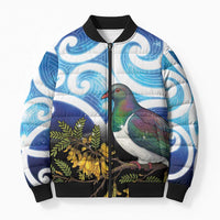 Kekeru New Zealand Matariki Bomber Puffer Jacket Kukupa Kowhai Maori New Year Blue Version