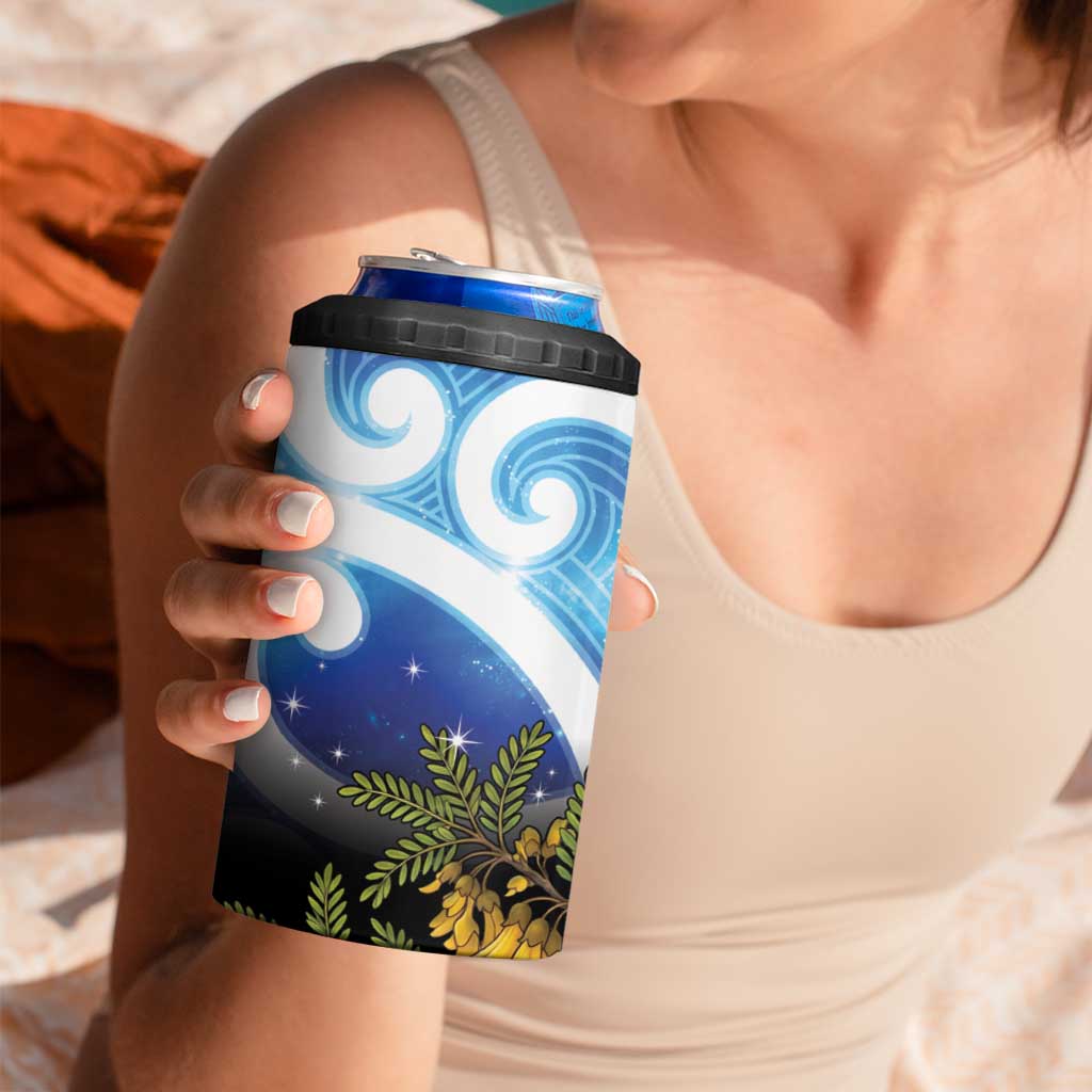 Kekeru New Zealand Matariki 4 in 1 Can Cooler Tumbler Kukupa Kowhai Maori New Year Blue Version LT14 - Polynesian Pride