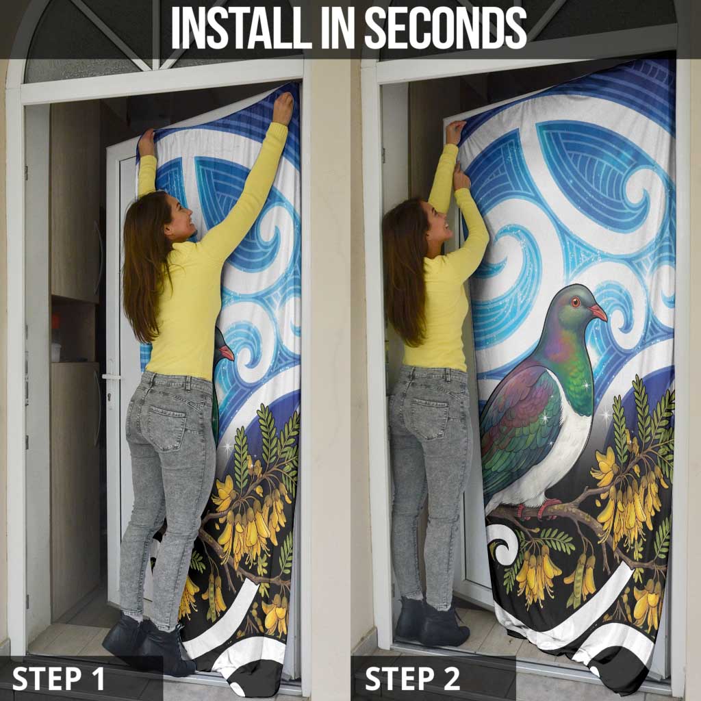 Kekeru New Zealand Matariki Door Cover Kukupa Kowhai Maori New Year Blue Version