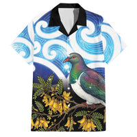 Kekeru New Zealand Matariki Family Matching Puletasi and Hawaiian Shirt Kukupa Kowhai Maori New Year Blue Version LT14 Dad's Shirt - Short Sleeve Blue - Polynesian Pride