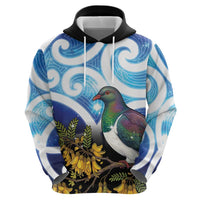 Kekeru New Zealand Matariki Hoodie Kukupa Kowhai Maori New Year Blue Version