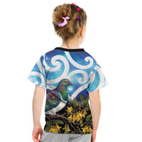 Kekeru New Zealand Matariki Kid T Shirt Kukupa Kowhai Maori New Year Blue Version