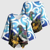 Kekeru New Zealand Matariki Kimono Sleeve Blouse Kukupa Kowhai Maori New Year Blue Version