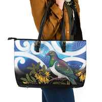 Kekeru New Zealand Matariki Leather Tote Bag Kukupa Kowhai Maori New Year Blue Version