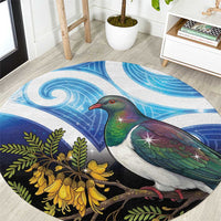 Kekeru New Zealand Matariki Round Carpet Kukupa Kowhai Maori New Year Blue Version