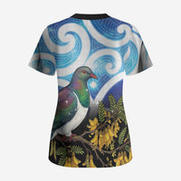 Kekeru New Zealand Matariki Scrub Top Kukupa Kowhai Maori New Year Blue Version