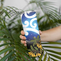 Kekeru New Zealand Matariki Skinny Tumbler Kukupa Kowhai Maori New Year Blue Version LT14 - Polynesian Pride