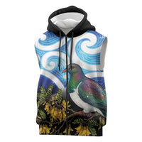 Kekeru New Zealand Matariki Sleeveless Zip Hoodie Kukupa Kowhai Maori New Year Blue Version LT14 Blue - Polynesian Pride