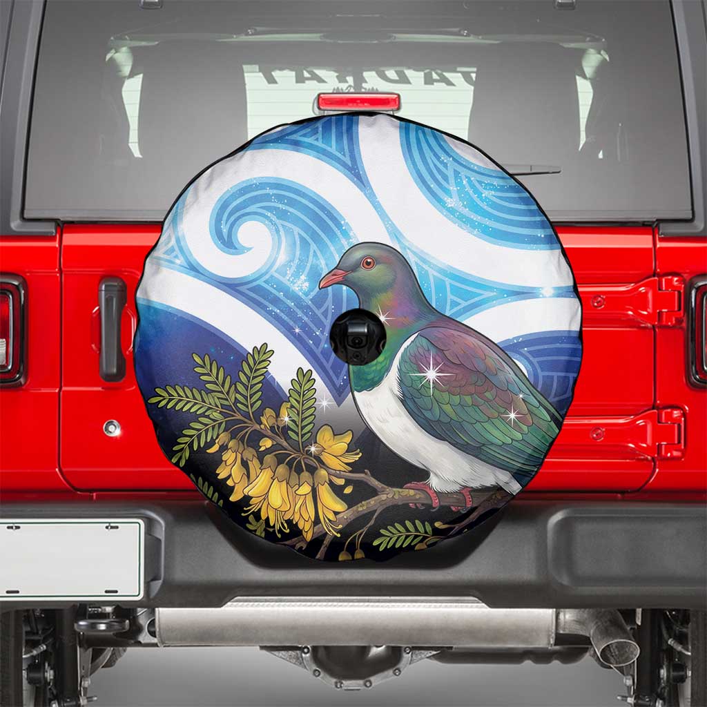 Kekeru New Zealand Matariki Spare Tire Cover Kukupa Kowhai Maori New Year Blue Version