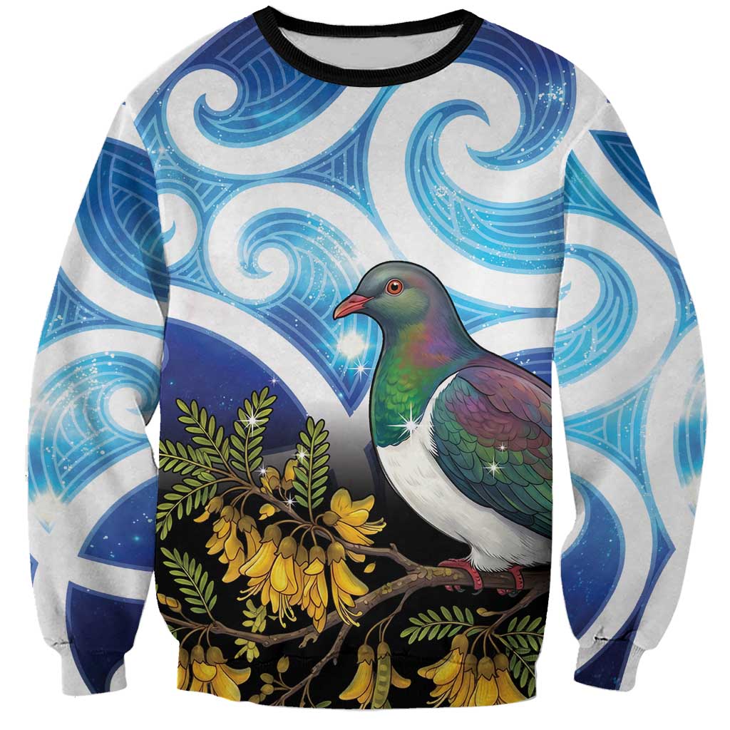 Kekeru New Zealand Matariki Sweatshirt Kukupa Kowhai Maori New Year Blue Version