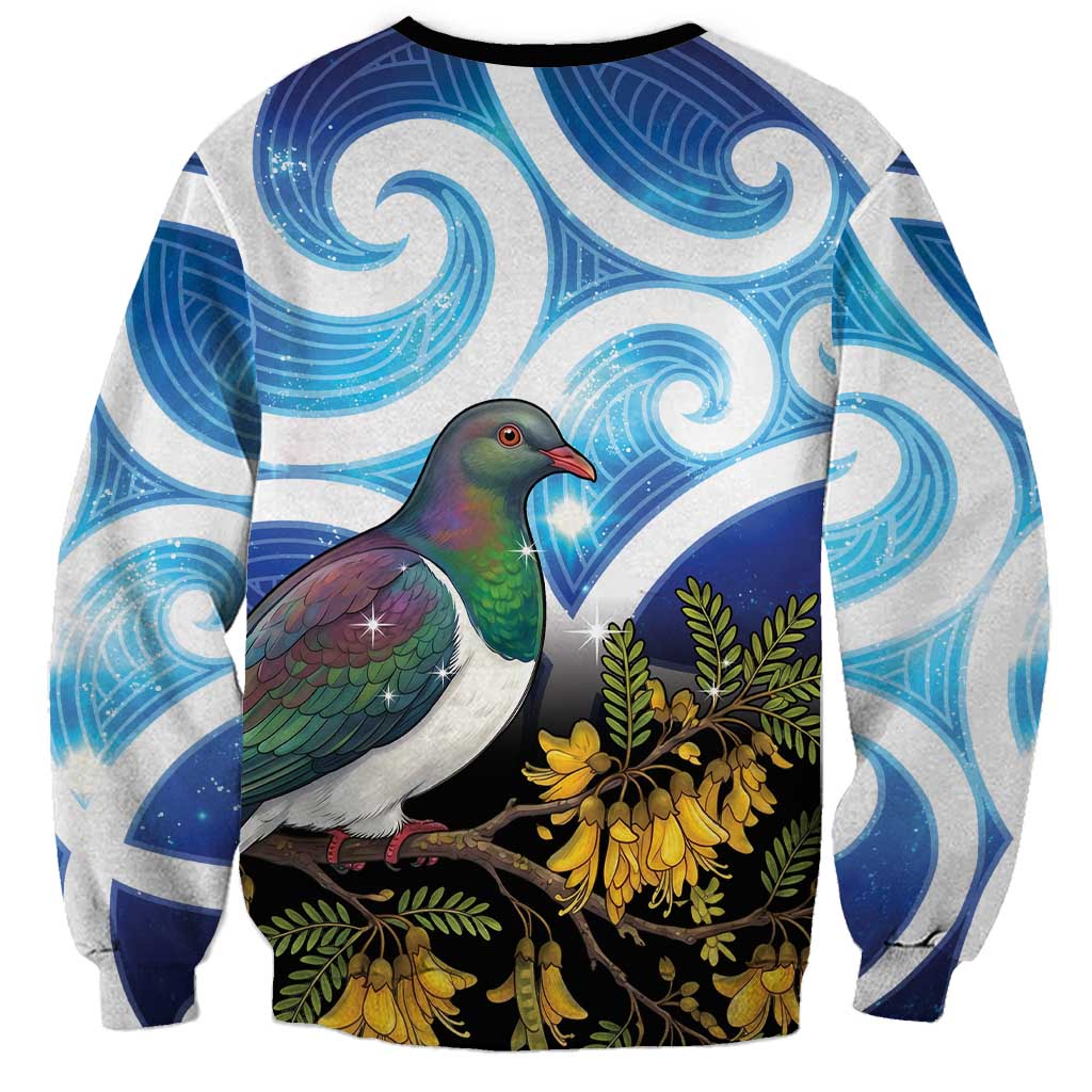 Kekeru New Zealand Matariki Sweatshirt Kukupa Kowhai Maori New Year Blue Version