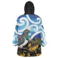 Kekeru New Zealand Matariki Wearable Blanket Hoodie Kukupa Kowhai Maori New Year Blue Version LT14 - Polynesian Pride