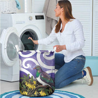 Kekeru New Zealand Matariki Laundry Basket Kukupa Kowhai Maori New Year Purple Version