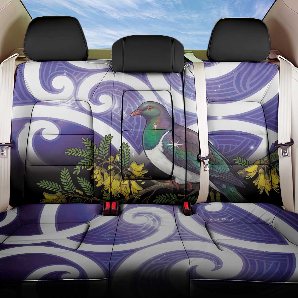 Kekeru New Zealand Matariki Back Car Seat Cover Kukupa Kowhai Maori New Year Purple Version LT14 One Size Purple - Polynesian Pride