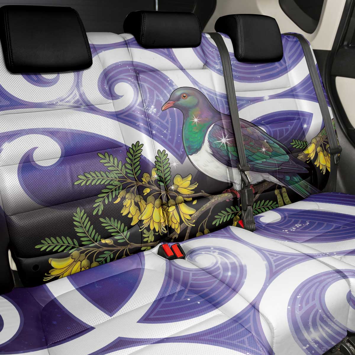 Kekeru New Zealand Matariki Back Car Seat Cover Kukupa Kowhai Maori New Year Purple Version LT14 - Polynesian Pride