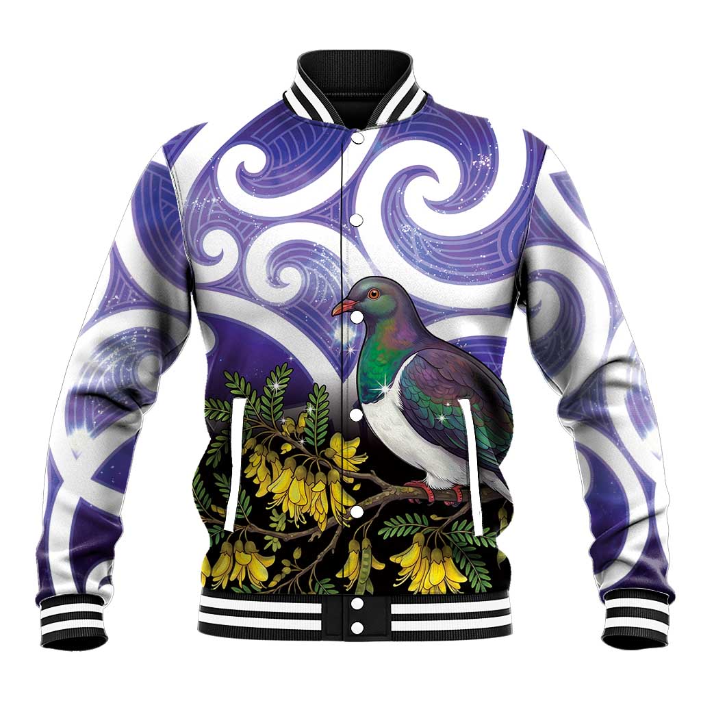Kekeru New Zealand Matariki Baseball Jacket Kukupa Kowhai Maori New Year Purple Version