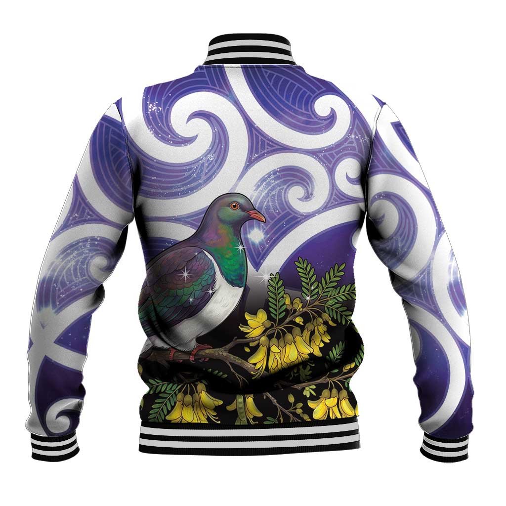 Kekeru New Zealand Matariki Baseball Jacket Kukupa Kowhai Maori New Year Purple Version
